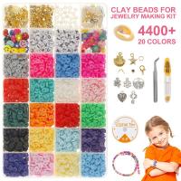 5021Pcs ลูกปัดดินลูกปัดสร้อยข้อมือทำชุด20สีแบนรอบลูกปัดดินโพลิเมอร์