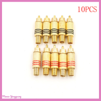 Manao 10pcs RCA Connector MALE JACK plug Audio vedio เชื่อมทองแดงดำ