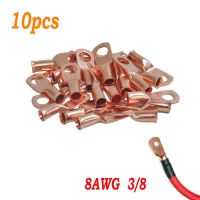 10pcs Electrical Wire Ring Terminal Copper 8 AWG Gauge 3/8 Connectors Car Audio Terminals Kit