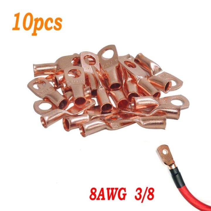 【HOT】 10pcs Electrical Wire Ring Terminal 8 AWG Gauge 3/8 Connectors