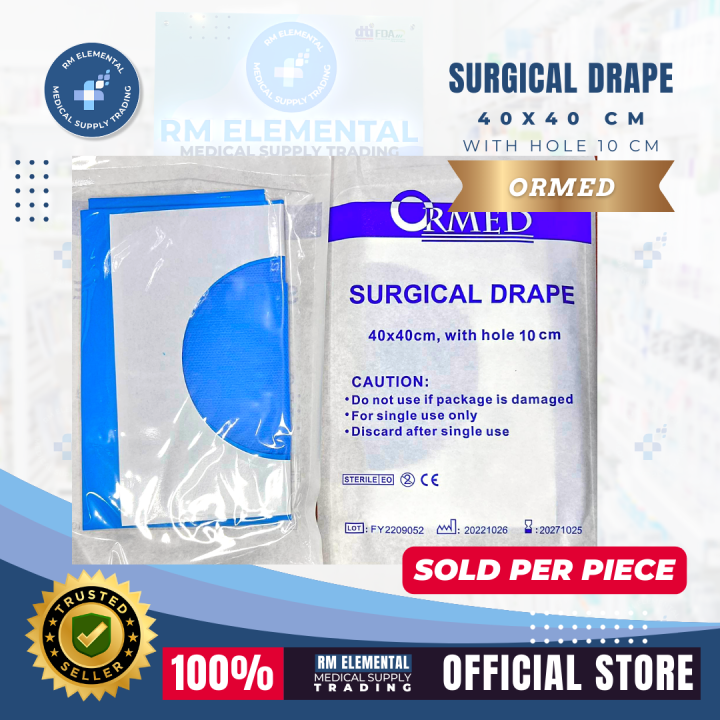 Sterile Surgical Drape (ORMED) 40x40cm with hole 10cm sold per PIECE