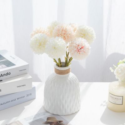 【CC】 5PCS Silk Chrysanthemum Wedding Flowers Decorations Diy Vase for Fake Hydrangea Artificial