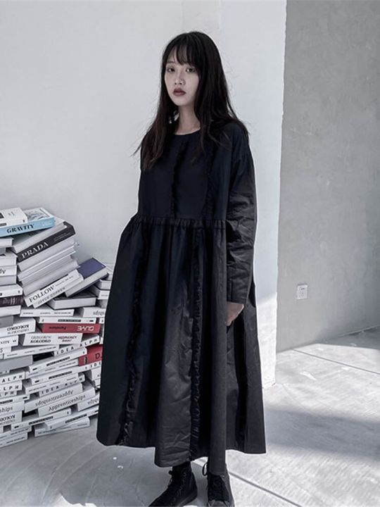 xitao-dress-casual-women-black-long-sleeve-dress