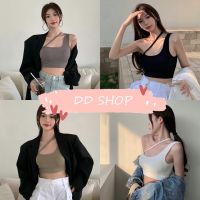 DD SHOPพร้อมส่ง FY402  สื้อสายกล้ามไหมพรม มีฟองน้ำ ดีเทลผ้าร่องใส่สบายน่ารัก