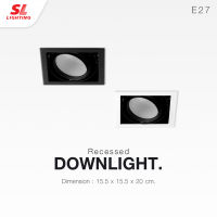 SL LIGHTING โคมไฟดาวน์ไลท์ แบบฝังฝ้า SL-6-679 ทรงสี่เหลี่ยม ปรับหน้าได้ ขั้ว E27