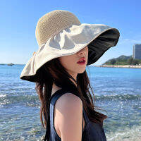 ฤดูร้อนใหม่ Anti-UV ผู้หญิงหมวกกว้าง Brim Bow ครีมกันแดดหมวก Lady Outdoor Beach Tour โดม Fordable ชาวประมงปานามา Visor หมวก