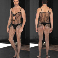 กางเกงชั้นในชายแฟชั่นกางเกงในผ้าฝ้าย Out Sexy Sentiment Hollowed 1PC Men S Net Black