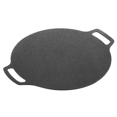 1 PCS 38Cm Thick Cast Iron Frying Pan Flat Pancake Griddle Non-Stick Bbq Grill Induction Cooker Black