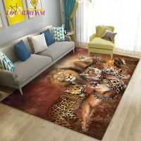 〖Queena carpet〗พรมปูพื้นกันลื่นสำหรับเด็ก,พรมกันลื่นสำหรับตกแต่งสำหรับห้องนั่งเล่นพื้นห้องนอนโซฟาหมาป่าเสือสิงโตเสือดาวสีขาว3D พรมเช็ดเท้ากันลื่นสำหรับเด็กเล่น