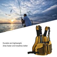 Fishing Vest Backpack Adjustable Breathable Outdoor Fishing Vest สีเหลือง ฟรีไซส์ เสื้อผ้าตกปลา