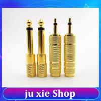 JuXie store 2pcs 6.35mm 1/4" mono Male To 3.5mm 1/8" Female Connector Jack Audio Speaker Mono Terminal Plug Headphone Adapter Gold Plated 6.5mm