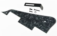 KR- LP Guitar Pickguard Scratch Plate Black Pearl w/ Black Bracket