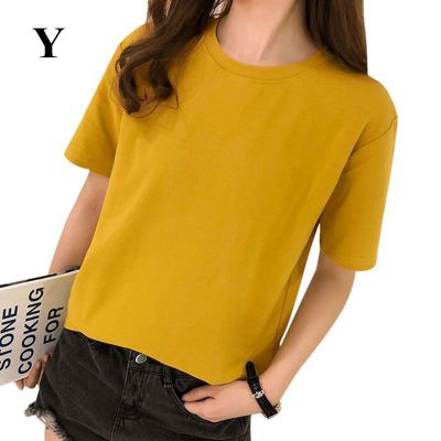 winners Summer Women Solid Color Round Neck Short Sleeve T-Shirt