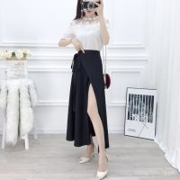 COD DSFERTGERRYYY Womens Dress Womens Dress Summer New One-Piece Skirt Solid Color High Waist Chiffon Korean Style Mid-LengthaWord Beach Wrap Skirt