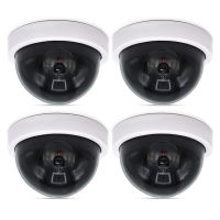 4 Pcs Dummy Security CC Dome Camera with Flashing Red LED Light Sticker Decals Wireless Home IndoorOutdoor Security Camera