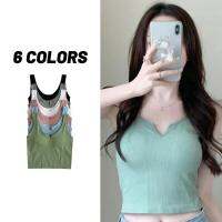 ?Sale80%?เสื้อกล้ามคอกลมหยักแหลม ผ้าร่องสีพื้น 6 สี รุ่นมีฟองน้ำ