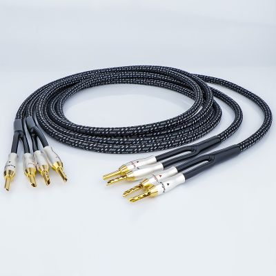 【YF】 One Pair Preffair L315 HIFI Silver plated Speaker Cable Hi-end OCC Wire For Hi-fi Systems Y Plug Banana plug