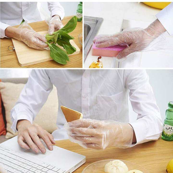 100 pcs. High Quality Disposable Transparent Plastic Hand Gloves for