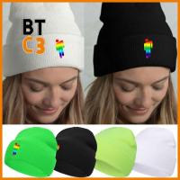 BTC3 สีทึบ หมวกแก๊ป ไม่เป็นทางการ สำหรับผู้หญิงและผู้ชาย Cuffed Beanies หมวกฤดูหนาวที่อบอุ่น หมวกบีนนี่ unisex