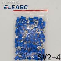 ☞℡ SV2-4 Blue Furcate Cable Wire Connector 100PCS/Pack Furcate Pre-Insulating Fork Spade 16 14AWG Wire Crimp Terminals SV2.5-4 SV