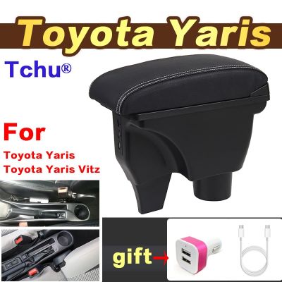 รถยนต์ Toyota Yaris ที่วางแขนรถยนต์ Toyota Yaris แบบ All-In-One Toyota Yaris Vitz ที่เท้าแขนในรถอุปกรณ์เสริมรถยนต์ USB กล่องเก็บของการติดตั้ง
