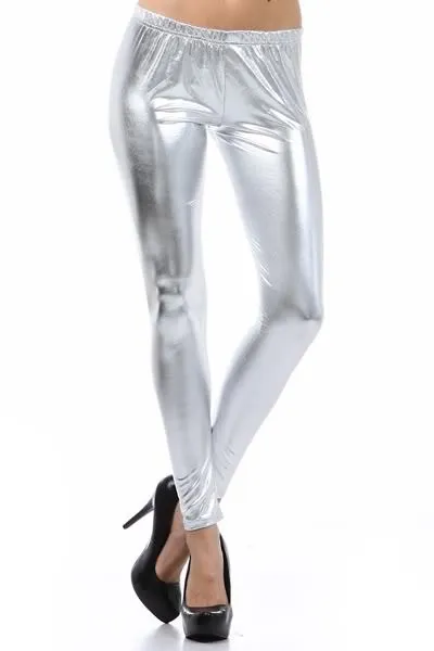 Plus Size Latex Metallic Leggings Candy color Faux Leather Legging