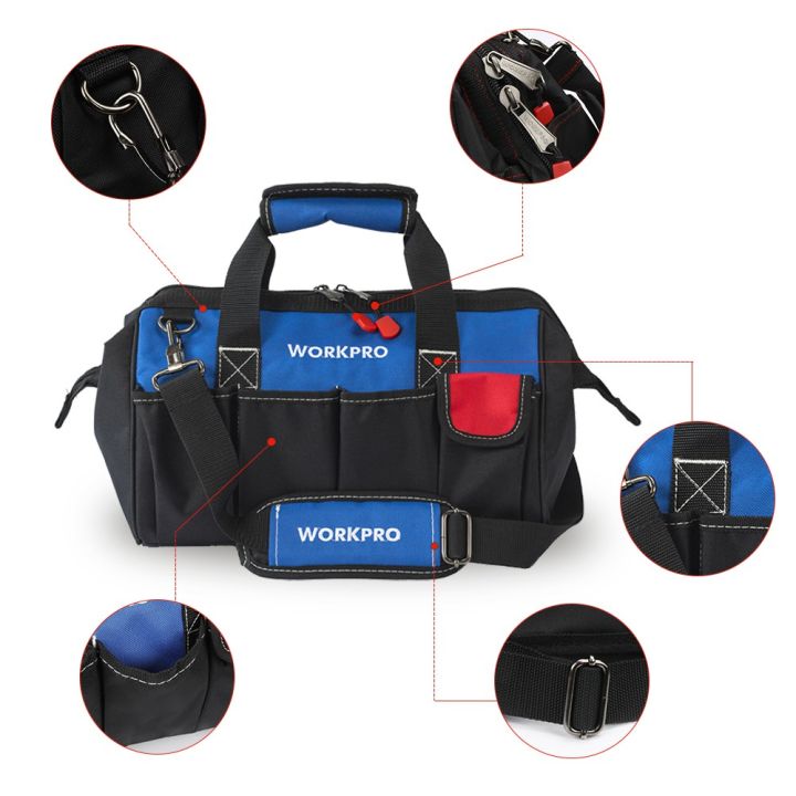 workpro-กระเป๋าเครื่องมือ-14-นิ้ว-กระเป๋าช่าง-กระเป๋าคาดเอว-กระเป๋าใส่เครื่องมืออิเล็คโทรนิคกันน้ำ