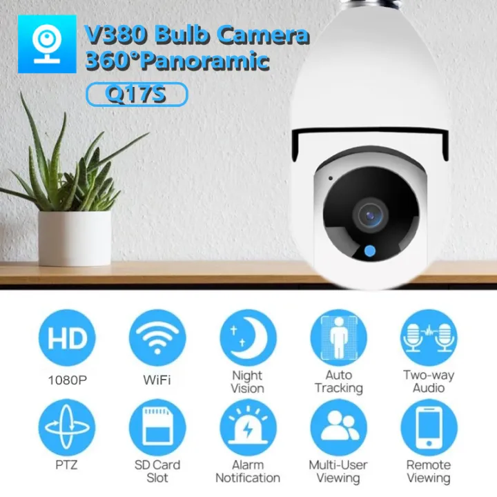 V380 Q17S LED Light Bulb Camera 360 Degree Panorama CCTV Camera Wifi