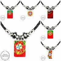 For Kids Beads Steam Punk Jewelry With Glass Cabochon Long Pendant Choker Black Leather Bead Pendant Necklace Nice Portugal Flag Mobile Accessories