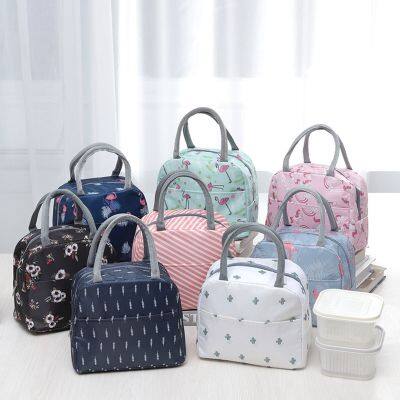 Functional Pattern Cooler Lunch Box Portable Insulated Canvas Lunch Bag Thermal Food Picnic Lunch Bags For Women Kids