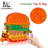 LouisWill Bag Unicorn Hamburger Pop It Bag Shoulder Bag Decompression Toys Fidget Toys Coin Purse Wallet Push Bubble Bag Anti-stress toys Childrens T