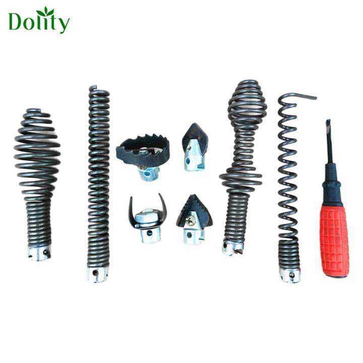 Dolity 9 Pieces Drain Cutter Heads Set Steel Auger Adapters for Sewer