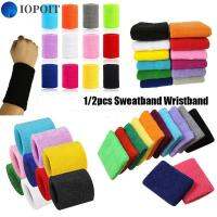 IOPOIT 1/2pcs คุณภาพสูง ยามห่อยาม วอลเลย์บอล บาสเก็ตบอล วงเทนนิสมือ กีฬา Sweatband สายรัดข้อมือผ้าฝ้าย สายรัดข้อมือยิมเหงื่อ