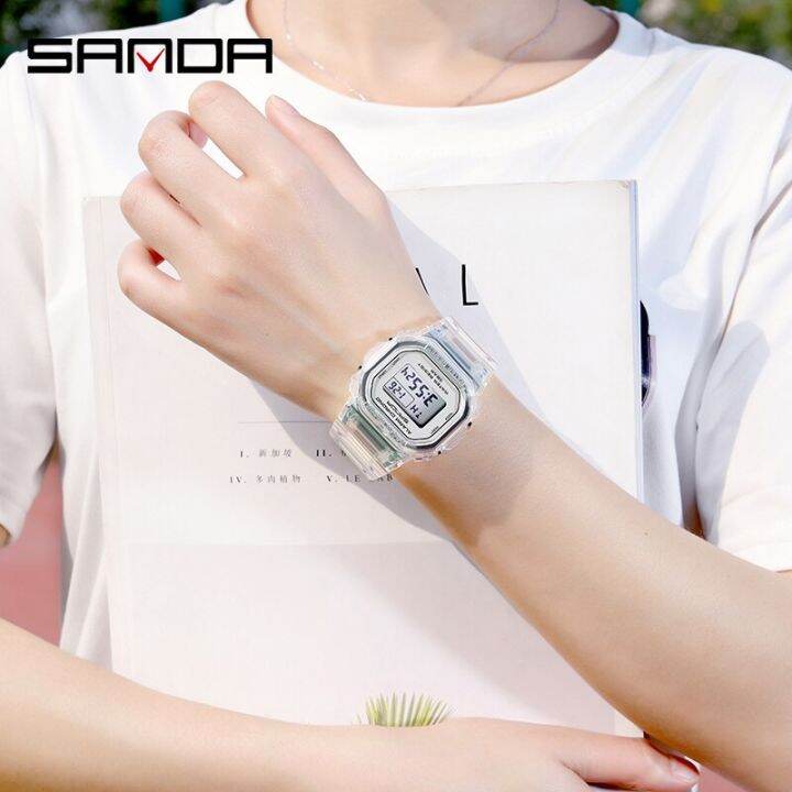 sanda-2023-women-watch-digital-watch-stylish-simple-transparent-strap-personality-design-electronic-watch-girl-gift-multicolor