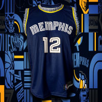 เสื้อบาส เสื้อบาสเกตบอลNBA ทีม Memphis Grizzlies เสื้อทีม เมมฟิส กริซลีส์ #BK0099 รุ่น City Ja Morant#12 ไซส์ S-5XL