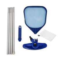 Pool Vacuum Head and Skimmer Net Set Included Detachable Pole, Spa Pond Swimming Pool Cleaning Supplies Accessories