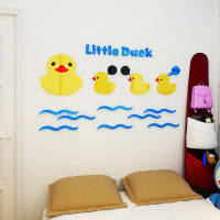 Little Yellow Duck 3D Acrylic Wall Stickers Swimming Pool Childrens Room Bathroom Decoration Stickers