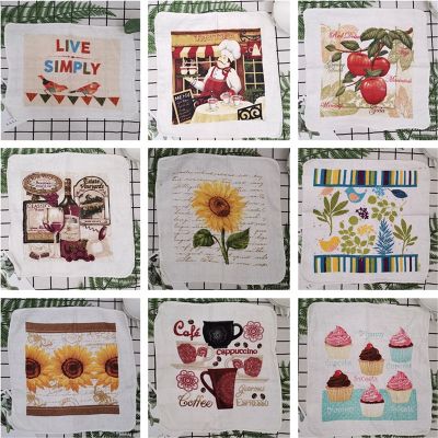 5Pcs/lot 30x30cm Square Cotton Terry Color Printed Absorbent Kitchen Tea Towels Dish Cleaning Cloth Xmas Gift