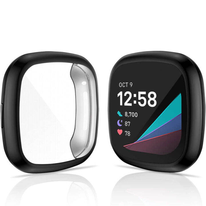 3แพ็คปกป้องหน้าจอใช้งานร่วมกับfitbit-sense-amp-versa-3-ชุบsoft-tpuเต็มรูปแบบฝาครอบป้องกันกันชนสำหรับversa-3สมาร์ทวอท์ช