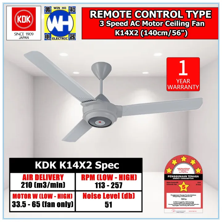Kdk K14x2 3 Blade Remote Control Type, Safety Ceiling Fan