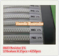 0603 Smd Resistor ตัวอย่าง Book 1% Tolerance 170valuesx25pcs = 4250Pcs Resistor Kit 0r ~ 10M 0r-10m 0r 1r-10m