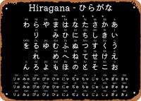 แผนภูมิอักษรญี่ปุ่นอะนิเมะโปสเตอร์โลหะแผนภูมิตัวอักษรโปสเตอร์โลหะป้ายดีบุกฮิระงะนะญี่ปุ่นแผนภูมิตกแต่งศิลปะบนผนังป้ายดีบุก-8x12inch