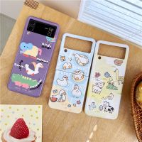 เคสโทรศัพท์ลายสัตว์การ์ตูนสำหรับ Samsung Galaxy Z พลิก3 4 5G Z Flip3 Z Flip4 Flip4ฝาหลังกันกระแทกสำหรับ Samsung Z พลิก4