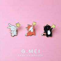 Picking stars for you rabbit Brooch men and Women Cute Japanese fox cat badge decorative pin buckle simple accessories