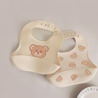 Cartoon Food Grade Baby Silicone Bear Bib Baby Super Soft Lunch Apron Feeding Bib Portable Waterproof Dirty Saliva Bib Aprons