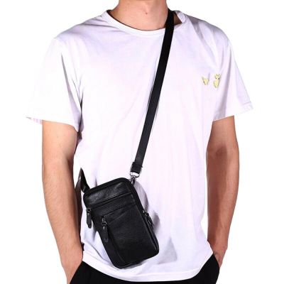 Mens Leather Small Bag Fashion Phone Pouch Belt Bag Shoulder Crossbody Waist Pack Vintage Multi-Function Mens Mini Bag 2022 New