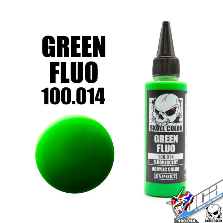 SKULL COLOR 100.014 GREEN FLUO ACRYLIC COLOR 60ML FLUORESCENT PAINT สีอะครีลิกสำหรับพลาสติก โมเดล VCA GUNDAM