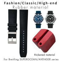 2023 new☑ Gelang jam tangan karet Fluoro hitam oranye merah 20mm 22mm 24mm cocok untuk tali Breitling untuk Superocean/Navitimer/Avenger