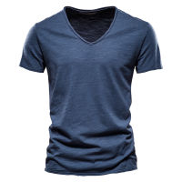 nd Quality 100 Cotton Men T-shirt V-neck Fashion Design Slim Fit Soild T-shirts Male Tops Tees Short Sleeve T Shirt For Men