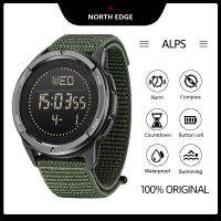 [จุด] NORTH EDGE ALPS เทือกเขาแอลป์ขอบเหนือของผู้ชายดั้งเดิมนาฬิกาข้อมือเข็มทิศคาร์บอนไฟเบอร์สายรัดนาฬิกาไนลอนกันน้ำ50เมตร